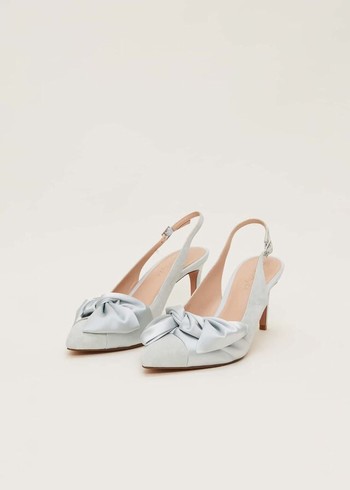 Phase Eight Blue Suede Strappy Heels Silver Canada | CSOIPA-940